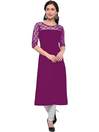 Image of Women's Crepe A-line Straight Kurtis, Plain Casual Wear Kurtis