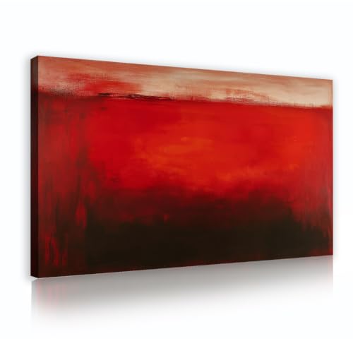 Art sur toile abstraite rouge cramoisi OSHIONARTE 53x90cm avec structure