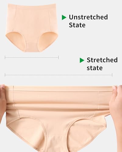 Envlon Womens Underwear High Waisted Cotton Soft Stretch Ladies Briefs Panties for Women Regular and Plus Size
