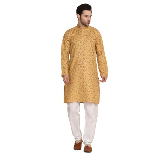 Image of KRAFT INDIA Men's Cotton Printed Stylish Ethnic Wear Kurta Pyjama