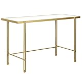 Henn&Hart 48' Wide Rectangular Desk in Brass, Laptop Desk, Computer Desk, Home Office