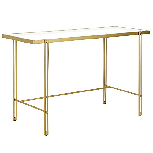 Henn&Hart 48' Wide Rectangular Desk in Brass, Laptop Desk, Computer Desk, Home Office