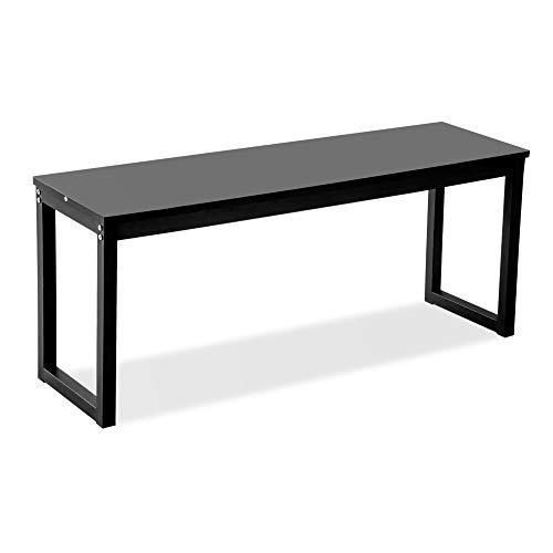 Rhomtree 3 Pieces Dining Set Table with 2 Benches Kitchen Dining Room Furniture Modern Style Wood Table Top with Metal Frame (Balck + Black)