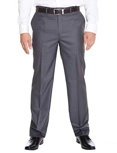 Calvin Klein Men's Body Slim Fit Gray Flat Front Washable Hemmed Dress Pants