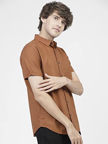 Image of Ketch Men's Cotton Slim Fit Solid Half Sleeve Shirt