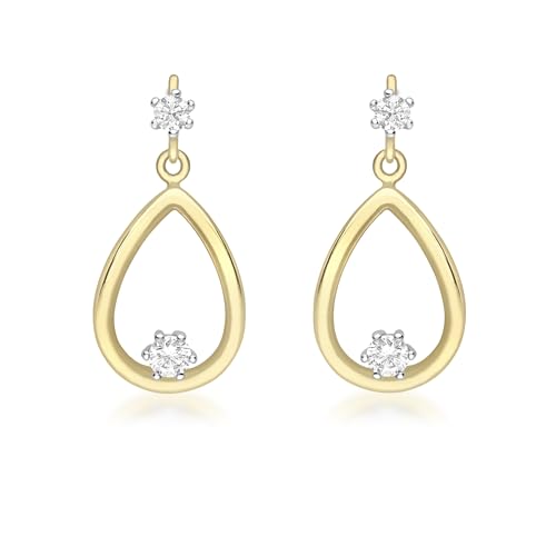 Pendants Goutte CZ en Or 9 ct Deux Tons Carissima pour femme élégante