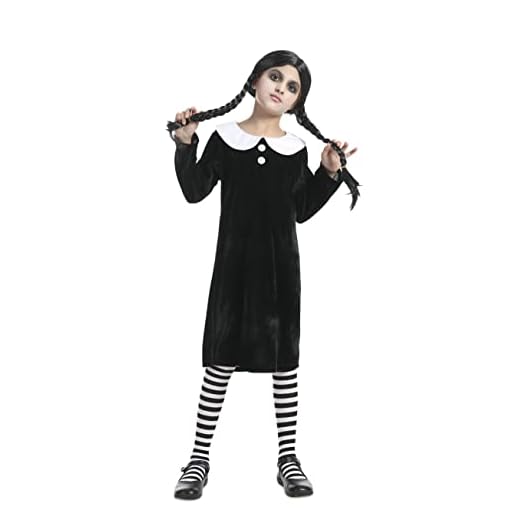 Carnavalife Disfraz de Halloween Addams Family, Disfraz de Miercoles para Colegiala Gótica Niña, Traje de Halloween para Cosplay de Películas (10-12 AÑOS, Niña gótica)