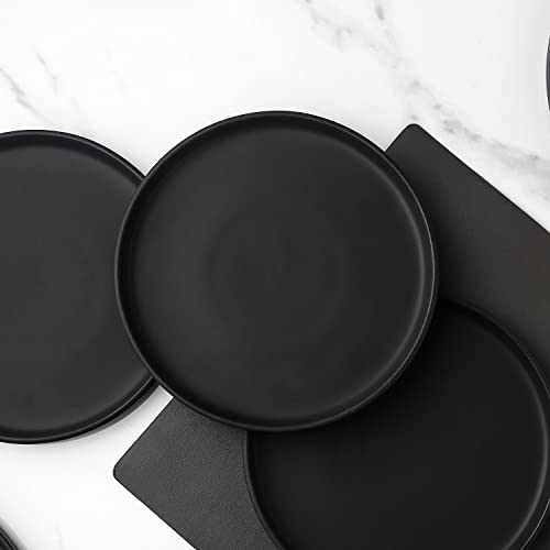 Image of Stone Lain Coupe Stoneware Set of 4, Dinner Plates, Black Matte