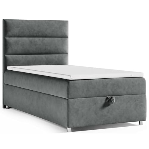 Best For Home Boxspringbett Trinity k-4 mit 7-Zonen Bonell-Federkernmatratze | Boxspringbett 100x200 | Boxsprintbett mit Matratze Und Stauraum | Polsterbett 100x200 - Lieferung bis Bordsteinkante