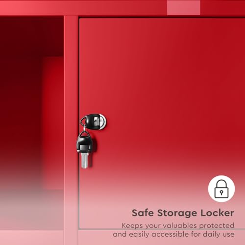 Image of Interio by Godrej Flynn NX 2-Door Steel Almirah (Textured Carmine Red), 1-Year Warranty, 1 Locker, 5 Shelves