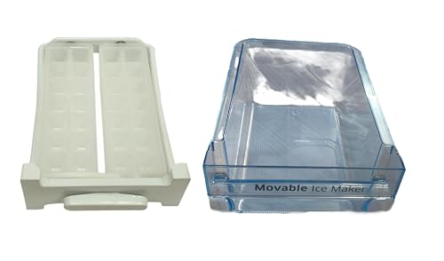 Image of Refrigerator Ice Tray (DA61-08907) And Cube tray (DA63-07331A) Combo Set Compatible With Samsung Double Door Fridge Door Shelf