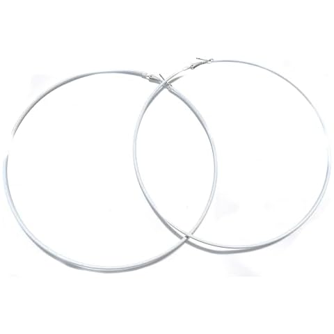 Extra Large Hoop Earrings Circle Hoop Thin Earrings Assorted Colors 5 inch (White) Cover