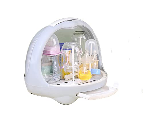 哺乳瓶ラック 哺乳瓶乾燥ラック 哺乳瓶ホルダー 乾燥ラック 哺乳びんケース 収納ボックス 水切り 大容量防塵 手で触らず ほこり防止 カバー付き 排水ラック付き カゴごと乾燥 ス ハンドル付き 抗菌 清潔 取り外し 持ち運び便利 (ブルー)