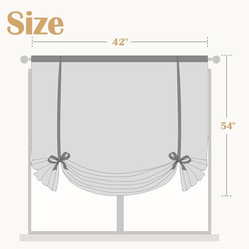 jinchan Faux Linen Tie up Valance for Windows 54 Inch Farmhouse Valance for Living Room Bathroom Light Blocking Rod Pocket Country Rustic Small Window Curtains Drapes 1 Panel Ivory
