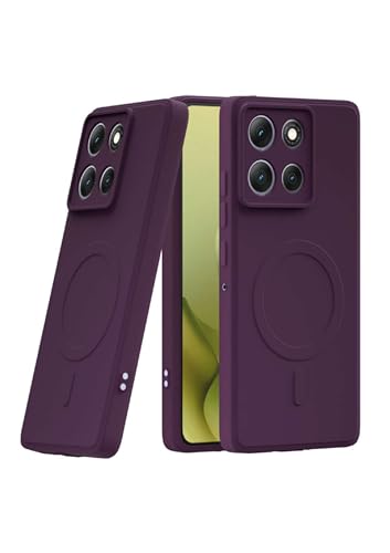 Image of amazon basics Back Cover for Moto G86 Power 5G Soft Matte Silicone Mag-Safe Design (Mag-Safe Not Support) Camera Protection | Slim Fit Bumper Cover (Purple)