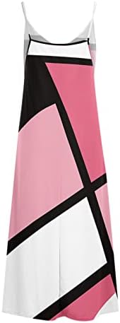 Women Fashion Sling V-Neck Sleeveless Sundress Plaid Printing A Line Party Beach Long Maxi Dress 4 Women Fashion Sling V-Neck Sleeveless Sundress Plaid Printing A Line Party Beach Long Maxi Dress