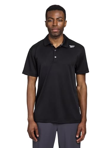 Reebok Poseidon Mens Short Sleeve Polo Shirt Black X-Large