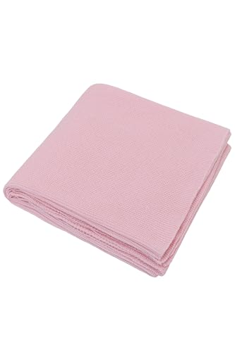 Image of Lilax Cotton Knit Receiving Blanket, Warm Cozy Swaddle Cuddle Stroller Crib Blanket for Newborns Infants & Toddlers 33.5 inch x 31.5 inch, Pink