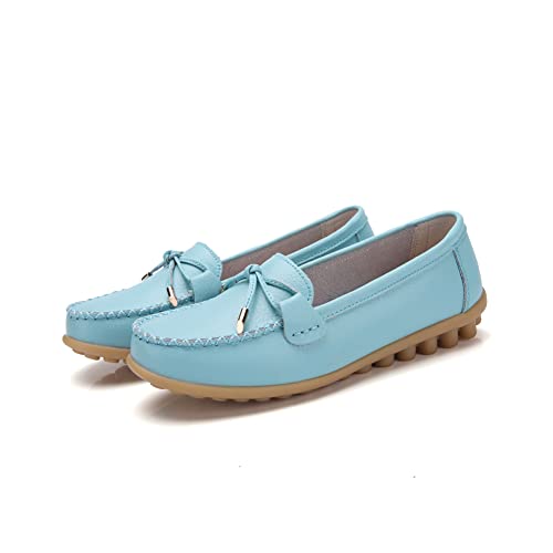 Image of Momuk Women's Penny Loafers Leather Driving Moccasins Slip On Boat Shoes Fashion Comfort Flats