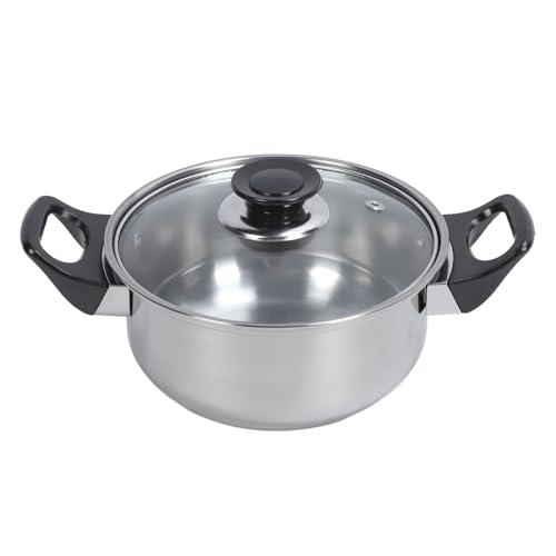 Kitchen Cookware Set Stainless Steel Pots Pans Set Includes Saucepan Stock Pot Non Stick Frying Pan Tea Kettle Plastic Black Handle for Home Cooking and Gifting