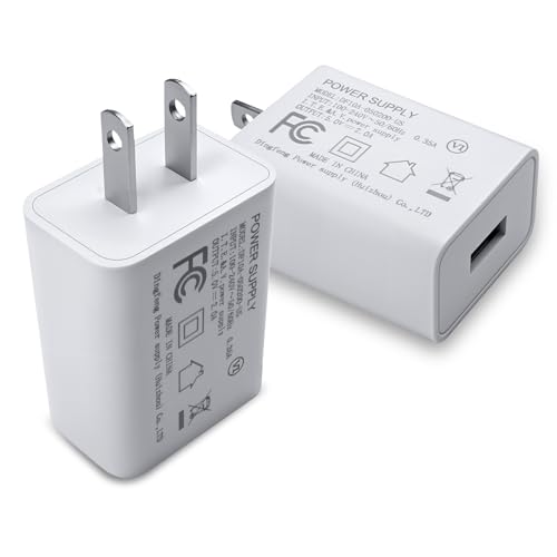 5V 2A Power Adapter,USB Wall Charger Block Plug Box AC Fast Charging Cube Brick Home Travel Use for iPhone 13/14/15/16/16 Pro/Pro Max/Plus, XS/XR/X, Watch Series 8/7 2Pack