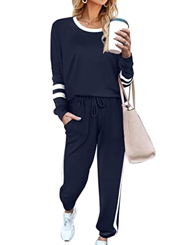 Image of Aloodor Sweatsuit for Women 2 Piece Outfits for Womens Crewneck Sweatshirts Pullover