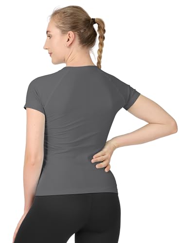 Image of MathCat Seamless Workout Tops for Women Short Sleeve Yoga Running Shirts,Breathable Athletic Compression Shirt Women XS-XL
