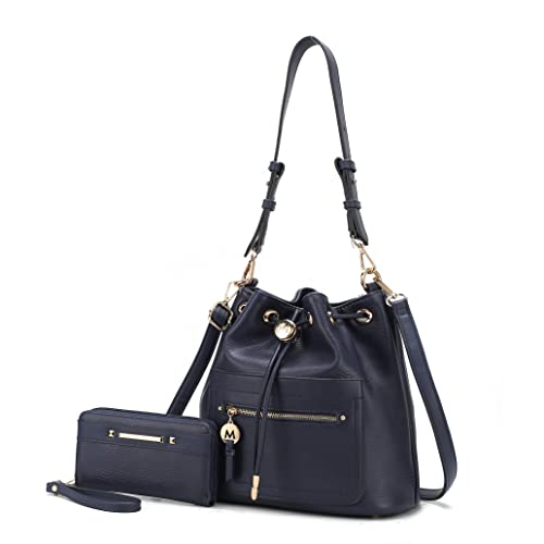Image of MKF Collection Crossbody Bucket Bag for Women, Drawstring Hobo Shoulder Bags Handbag Purse with Wristlet Wallet by Mia K