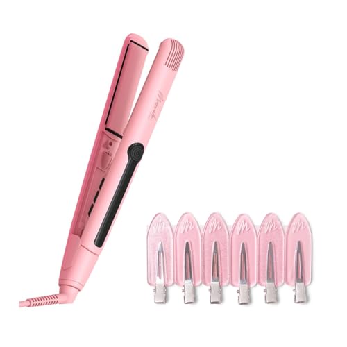 Plancha para cabello 2 en 1 con clips rosas miniatura 1