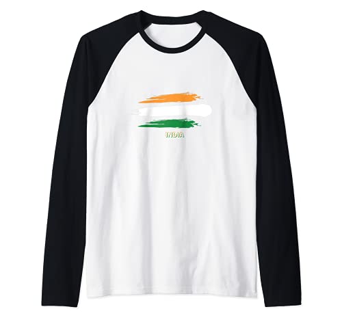 Flag India Raglan Baseball Tee, Black