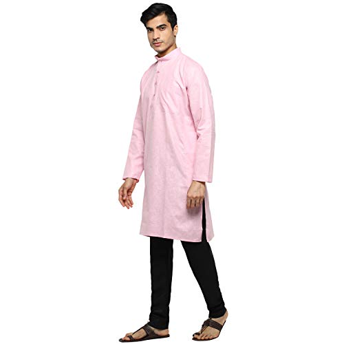 Image of Royal Kurta Men's Cotton Knee long full Sleeve Solid Straight Kurta Pyjama Set
