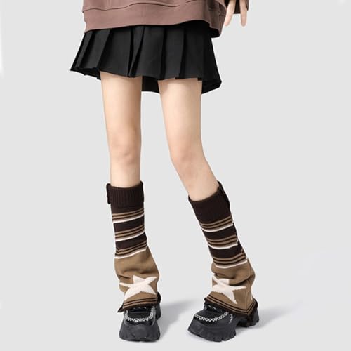 Image of AQOKKA Y2K Knit Leg Warmers for Women Kawaii Leg Warmers Harajuku Long Leg Socks Cover Goth Lolita Winter Accessories