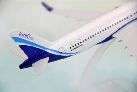Image of Toys Uncle Diecast Aeroplane Scale Model, 16 cm: (A320 Indigo)