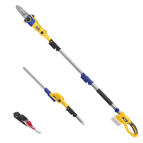 Image of 2-in-1 Telescopic Cordless Pole Hedge Trimmer 16-Inch and Pole Saw 8.6-Inch,Compatible with Dewalt 20V Battery(Tool Only),for Tree Trimming and Shrubs Pruning