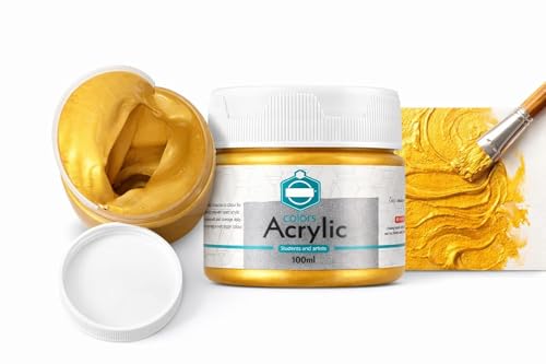 Image of Acrylic paint 100ml for Artist & Craft Painting Colour Smooth Finish Art paint Perfect for Canvas Wood (Golden)