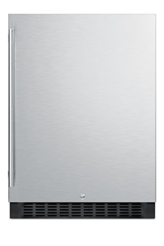 Summit Spr627Os Outdoor Built-In Undercounter All-Refrigerator With Glass Shelves And Lock, 24", Stainless Steel/Black #TOP1