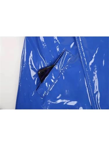 Women's PVC Leather Trench Coat, Oversized, Long, Flowing, Reflective Waterproof Jacket3