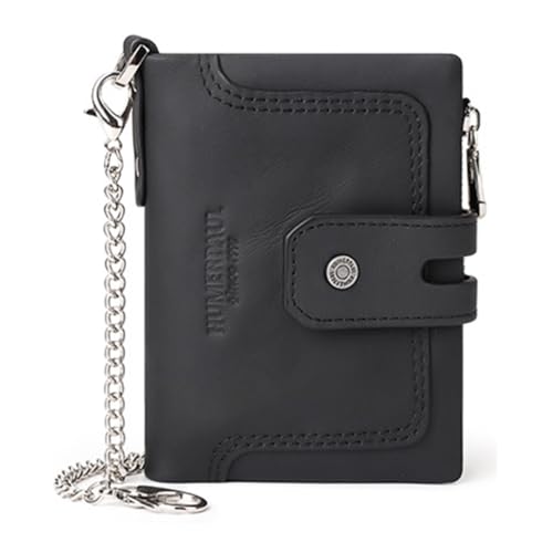 Portefeuille homme trois volets noir en PU de qualité supérieure avec finitions zippées