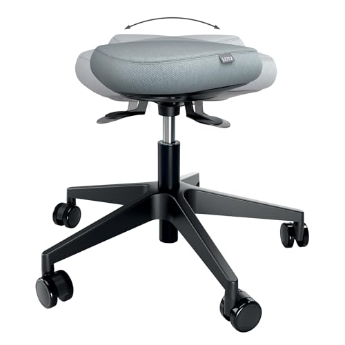 Leitz Ergo Active Höhenverstellbarer Sitzhocker (47–60 cm) mit Rollen, Bürohocker mit Sitzpolster, Ergonomischer Drehhocker für Zuhause, Büro, Freizeit und Hobby, Ergo-Serie, Schwarz, 65770095