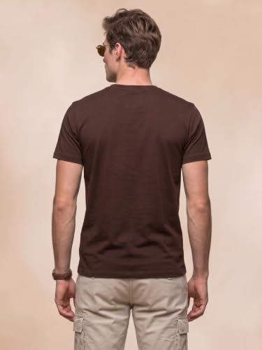 Image of Veirdo Regular Fit Half Sleeves Round Neck Solid Pure Cotton T-Shirt for Men (Available in White, Black, Swan White, Mustard, Maroon, Green, Lilac, Navy, Red Color)