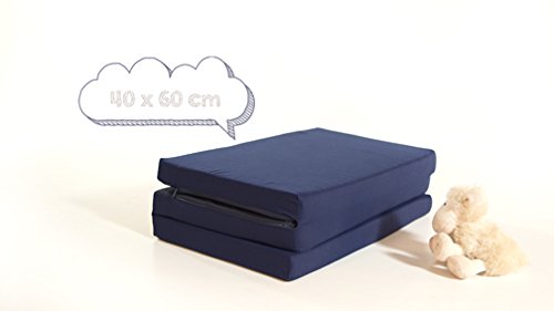 roba Reisebettmatratze - Faltbare Baby Matratze für Reisebett 60 x 120 cm - Faltbare Klappmatratze für Kinderreisebetten - Abnehmbarer Bezug in Blau - Inklusive Tragetasche