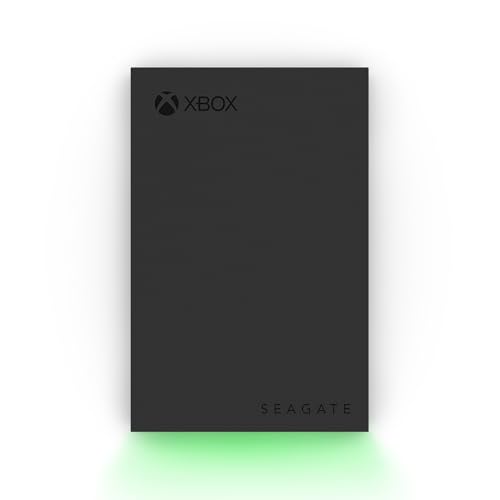 Seagate Game Drive para disco rígido externo Xbox 2TB HDD portátil - USB 3.2 geração 1, preto com barra de LED verde integrada, certificado Xbox, serviços de resgate de 3 anos (STKX2000400)