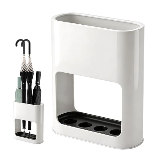 Wxeadu Schirmständer 28 * 21.8 * 9cm Schirmständer Regenschirm mit 4 Slots Regenschirmständer mit Abnehmbarer Abtropfschale weiß Minimalistisches Regenschirm Ständer für Lange/Kurze Regenschirme