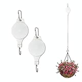 MISTIC COOL Plant Pulley, Adjustable and Retractable Plant Hangers Outdoor and Indoor Plant Hooks (White, Set of 2)