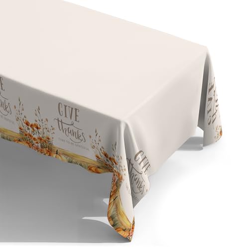 Image of ATFUNSHOP Fall Thanksgiving Tablecloth 4 Packs 54x108 Plastic Disposable Thanksgiving Table Cloth Rectangle Fall Tablecover for Holiday Dinner Party Decorations Outdoor Picnic & Baby Showers
