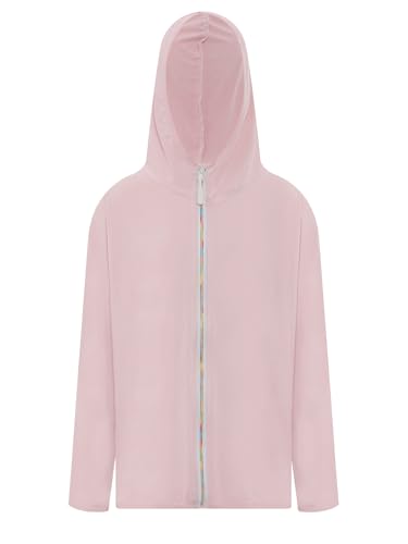 Kids Long Sleeve Zip-Up Hooded Sun Protection Jackets UPF 50+ for Summer Outdoor Activities