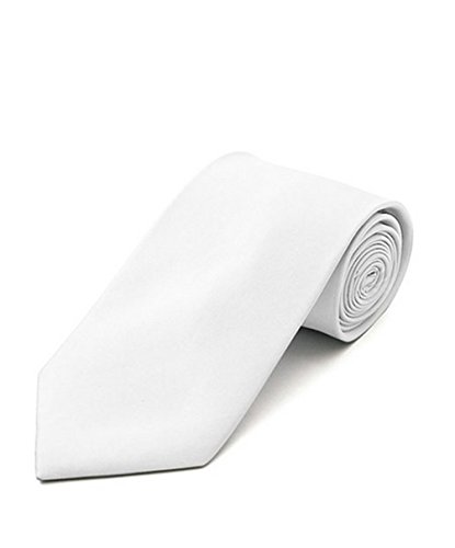 Poly Multi Solid Color Tie, White