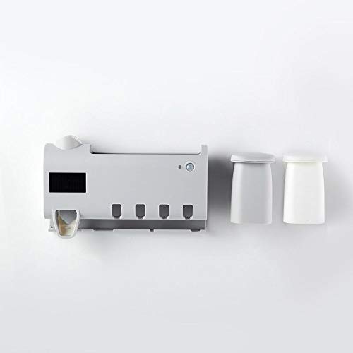 Cepillo de dientes esterilizador UV colgar de la pared cepillo de dientes titular pasta de dientes automático dispensador del exprimidor de baño Set de accesorios (Color : Disinfection Gray)