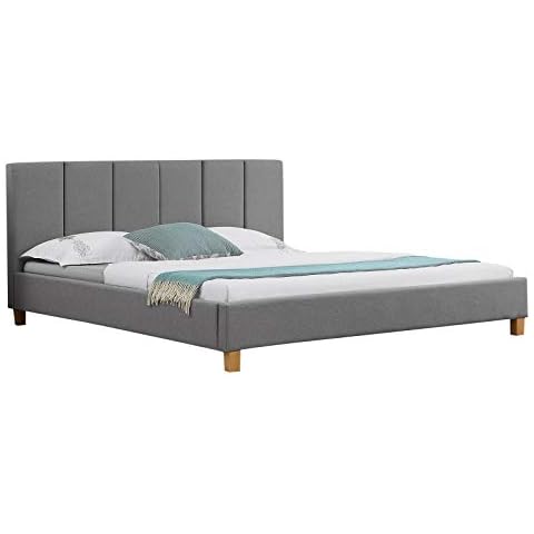 CARO-Möbel Polsterbett Jason Bettgestell 180x200 cm Doppelbett Designbett inklusive Lattenrost Textilbezug in grau Cover
