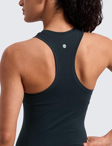 Image of CRZ YOGA Seamless Racerback Tank Waist Length | Training, Chafe-Free, Slim Fit, Crewneck, Mesh Vents, Workout, Sleeveless Tops for Women